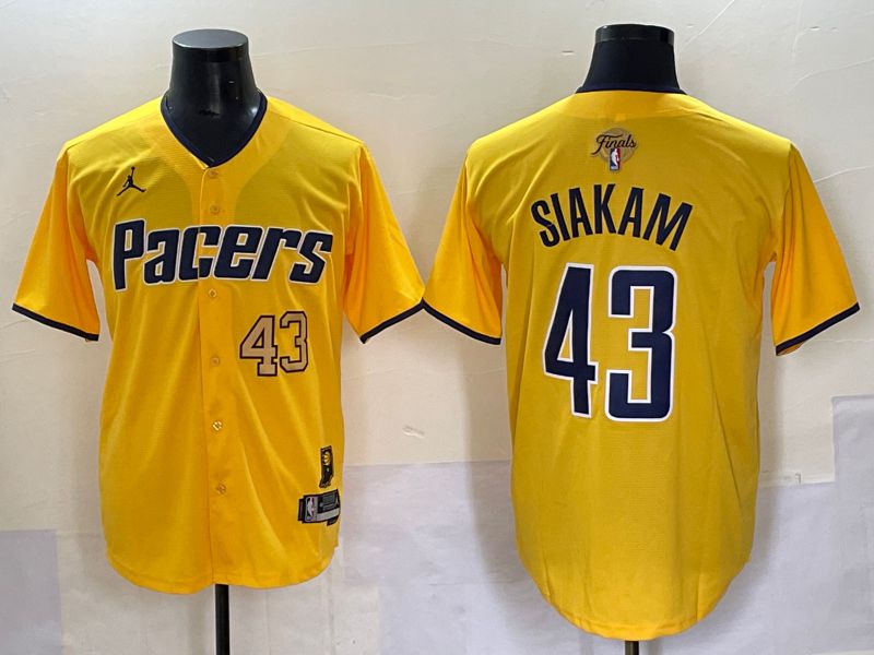 Men 2025 Indiana Pacers 43 Siakam Yellow Joint Name NBA Jersey style 3